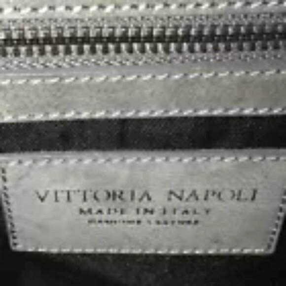 Vittoria Napoli Satchel Bag Purse Grey Nubuck Leather Python Snake Embossed Flap - Picture 2 of 15
